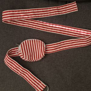 Vintage Red and White Belt With Zip Up Pocket